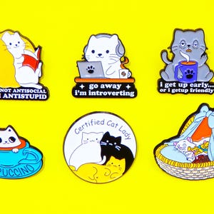 Cute Cat Enamel Pins, Metal Pins, Funny Pins, Waterproof Pins, badge, brooch