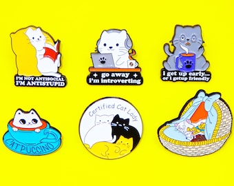 Cute Cat Enamel Pins, Metal Pins, Funny Pins, Waterproof Pins, badge, brooch