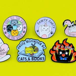 Épingles en émail chat mignon, épingles en métal, épingles rigolotes, épingles imperméables, badge, broche