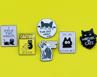 Cute Cat Enamel Pins, Metal Pins, Funny Pins, Waterproof Pins, badge, brooch