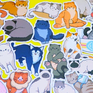 Cat Breeds Stickers Pack, 60 PCS a pack, Waterproof, Reusable, Very Cute!!