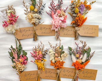 Wedding Dried Flowers Bouquet, Dried Flowers Wedding, Mini Dried Wild Flowers for Bridesmaids, Maid of Honor Gifts, Bridesmaid Proposal Gift