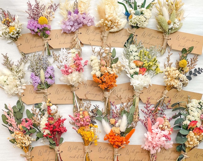 Dried Flowers, Wedding Dried Flowers Bouquet, Mini Bridesmaid Proposal, Will You Be My Maid of Honour, Bridesmaid Bouquet, Proposal Gift