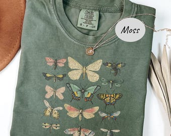 Vintage Butterfly shirt, Women  Cottagecore Aesthetic Comfort Colors® Shirt, Cottagecore Shirt, Aesthetic Tshirt, Cottage Core Shirt gift