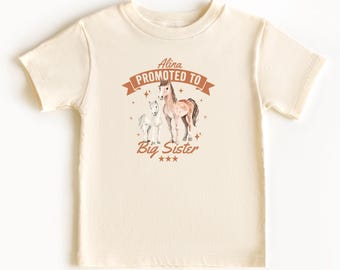 Promoted to Big Sister Horse T-shirt, Pony Kid Tee, Baby Announcement