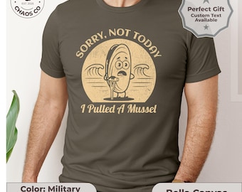 Funny Gym Pun Shirt for Men, Mussel Fishing humor T-shirt for him, Fitness joke t shirt for husband, Retro Wordplay Birthday tee boyfriend,