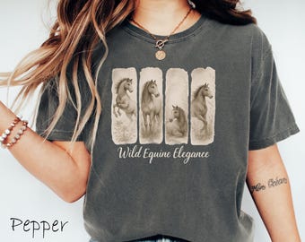 Vintage Horse Shirt for Women, Western Horse Lover Tee, Comfort Colors® Equestrian T-Shirt, Country Cowgirl Gift, Farm Animal Graphic Tee