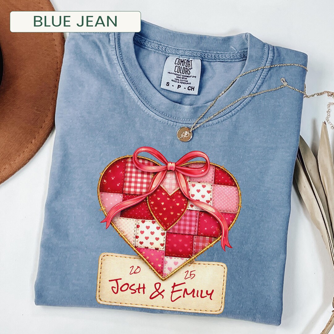 Custom Couple Valentine Shirt, Patch Love T-shirt, Personalized Comfort ...