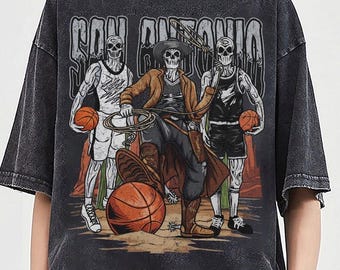San Antonio Basketball Skull Vintage Shirt, Gift For Fan Basketball Game Day Unisex