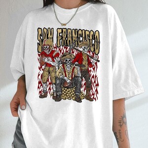 San Francisco Football Skull Vintage Shirt, Gift For Fan Football Game Day Unisex Shirt image 3