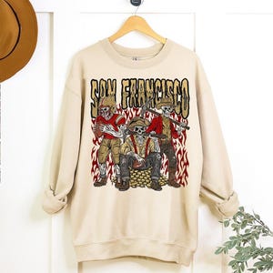 San Francisco Football Skull Vintage Shirt, Gift For Fan Football Game Day Unisex Shirt image 5