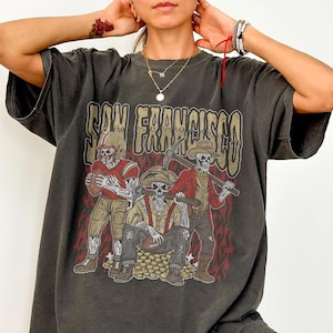 San Francisco Football Skull Vintage Shirt, Gift For Fan Football Game Day Unisex Shirt image 1