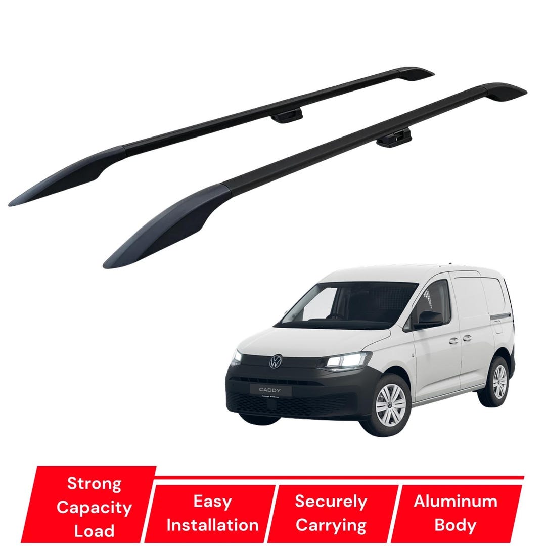 Volkswagen Caddy L1 SWB 2021-2026 Roof Side Rails Black Aluminum Car ...