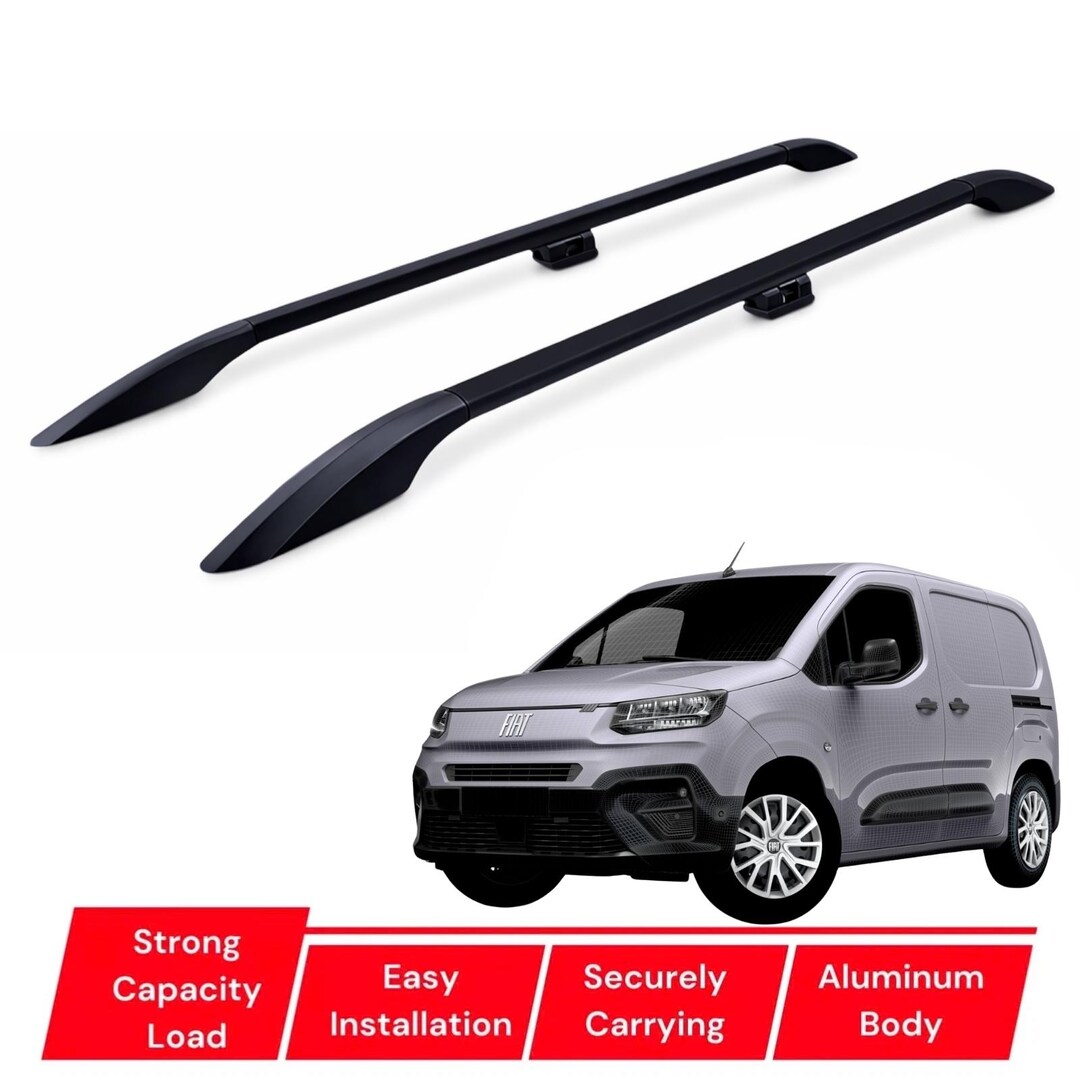 Doblo L1 SWB Van (2023–2026) Roof Side Rails Black Aluminum Car Roof ...