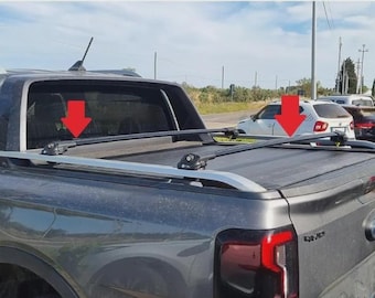 Barre trasversali per cassone Ford Ranger Wildtrak, Platinum e Raptor con Sportbar originale 2022-2025, portapacchi per cassone pick-up in alluminio nero, 2 pezzi