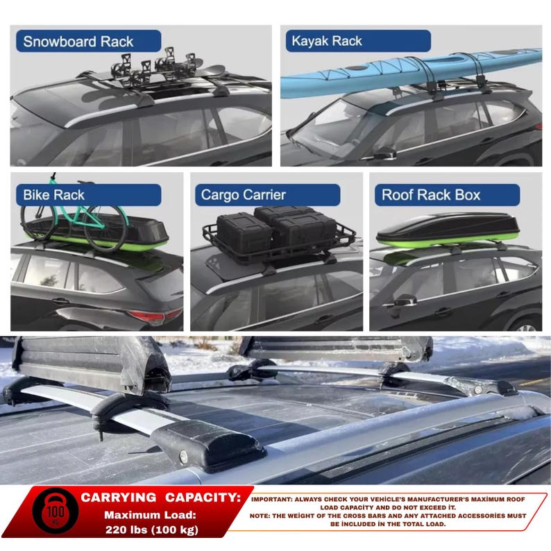 Volkswagen Touareg I 2002-2010 Roof Racks Cross Bars Black Color 2pcs ...