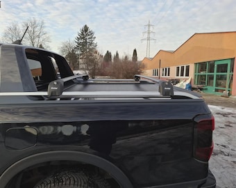Ford Ranger Wildtrak, Platinum e Raptor con barre trasversali Sportbar originali 2022-2026, portapacchi da tetto per cassone pickup in alluminio nero, 2 pezzi