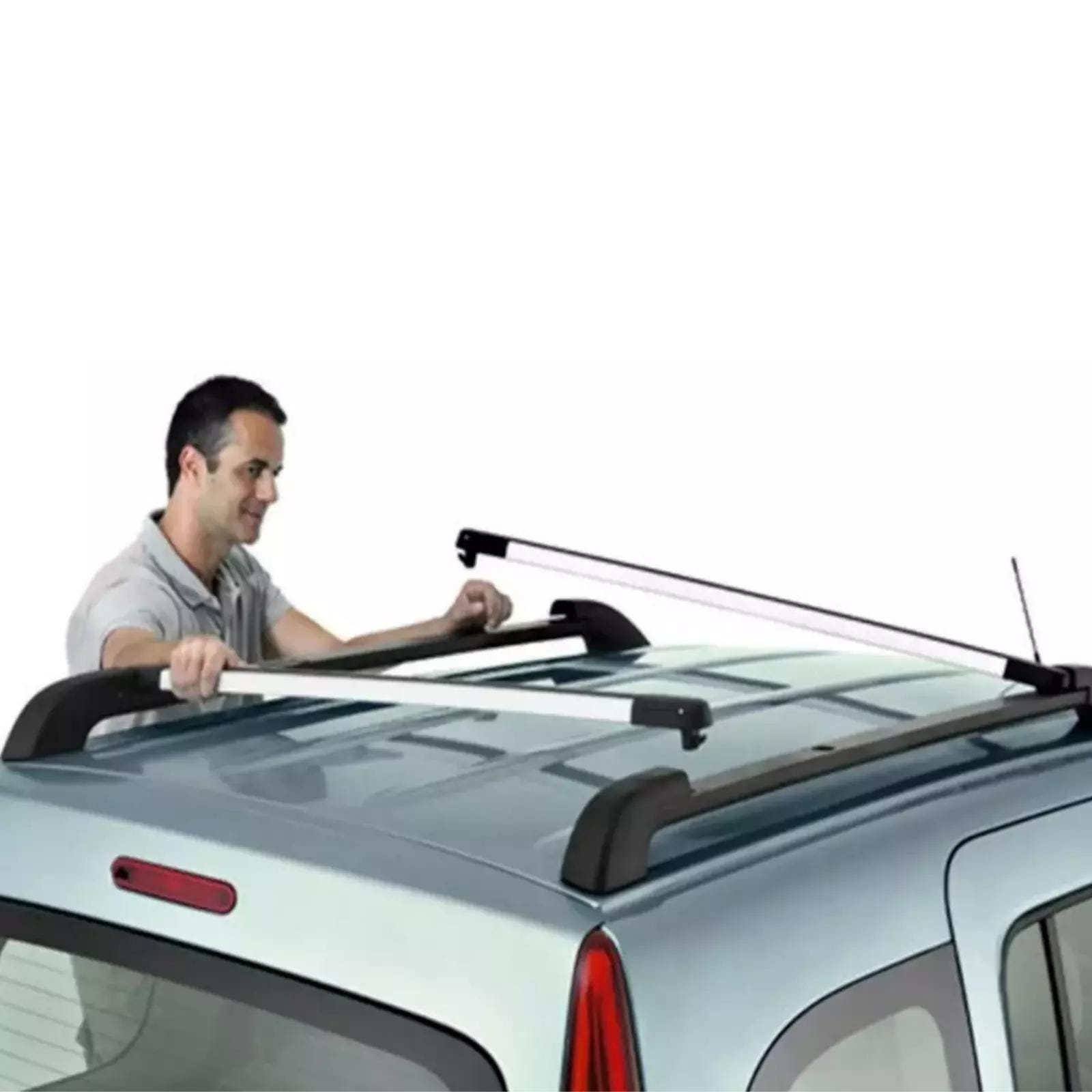 Barras De Techo (portaequipajes) Para Renault Kangoo L1 Corto 2008-2024 - Aluminio Negro, 2 Piezas