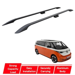 Volkswagen ID BUZZ LWB Model 2022-2025 Roof Side Rails Black Aluminum Car Roof Rack Bars 2pcs Durable Top Side Rails