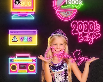 2000年代風Y2Kサインウォールアート、y2kの美しいLEDサイン、彼女への