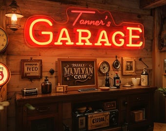 Custom Garage LED Neon Schild, Man Cave Tool Shop Decor, Vatertagsgeschenk für Papa