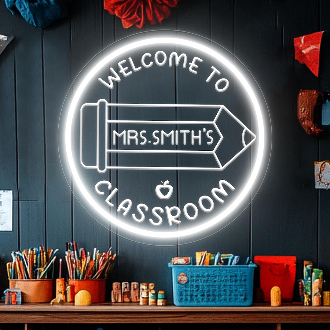 Custom Teacher Name Neon Sign: Personalized LED Light Classroom Wall ...