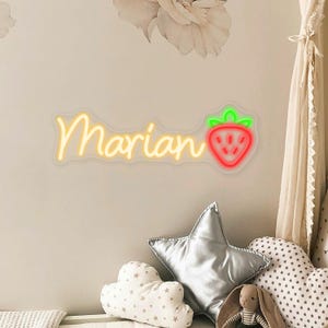 Neon Namen Zeichen: Obst Muster Dekor, Baby Zimmer Kunst