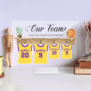 Targa "La squadra dei sogni di papà", "La nostra squadra" di basket, targa personalizzata con maglietta da basket, regalo di anniversario per marito, moglie e famiglia