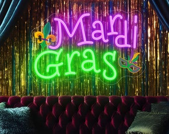 Mardi Gras Neon Sign Custom, Fleur De Lis Party Decor, Mardi Gras Carnival Led Light Home Wall Decor