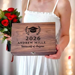Personalized Graduation Wooden Keepsake Box: Engraved Memory Box, Graduation Gift for Her/Him