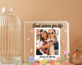 Custom Photo Frame Best Friend Gifts for Her, Soul Sisters for Life Gift Photo Plaque, Best Friend Birthday Gift, Print Gift for Bestie