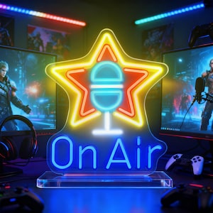 On Air Neon Sign Recording Studio Decor, LED Live Stream Light Up Sign, Gift for Podcaster