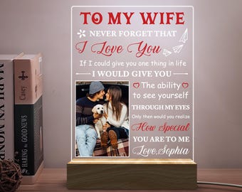 Personalized gifts custom portrait night light,To my wife Valentines gift,Best anniversary gifts for her,Custom name LED sign bedroom decor