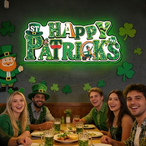 3D Printed St. Patrick's Day Table Sign : Personalized Side-Lit LED Lightbox for Irish Party Decor, Housewarming Gift
