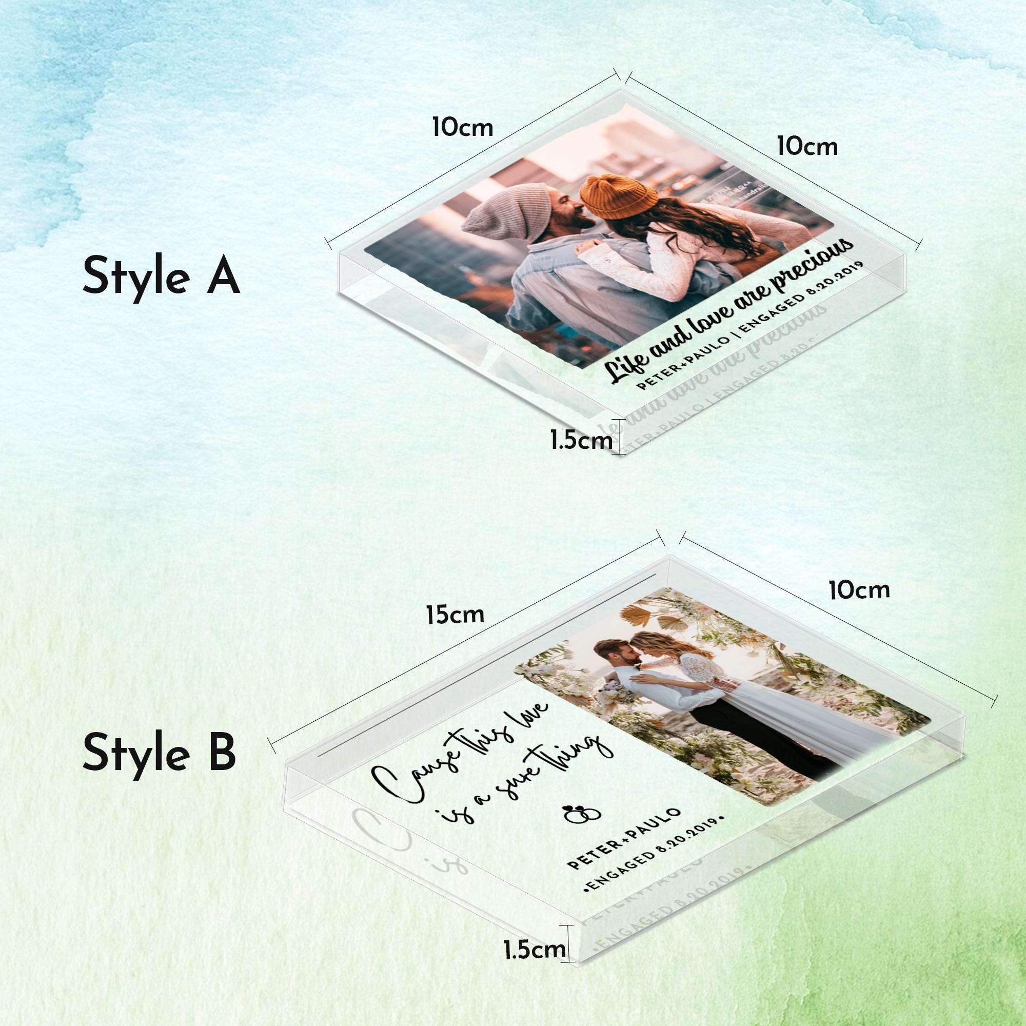 Custom LED Acrylic Plaque - Couple Photo - Heart Frame