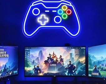 Letrero de neón para gamepad, luces LED personalizadas para gaming, decoración de dormitorio, decoración de sala de juegos, logotipo de juego personalizado, regalos navideños personalizados para gamers.