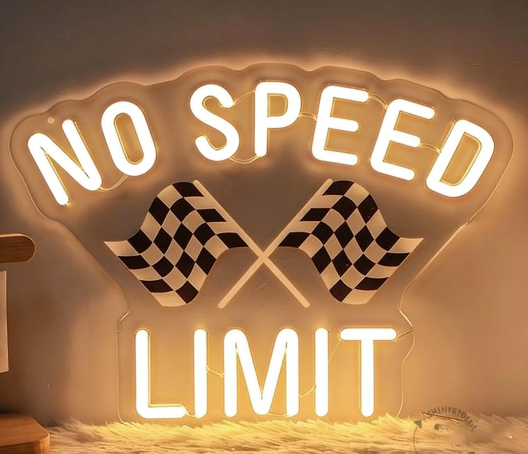 Personalized Checkered Flag Neon Sign, Custom Racing Name Light, Race ...