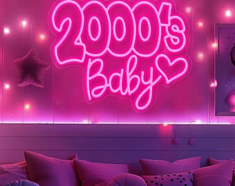 Custom Y2K Neon Sign: y2k Aesthetic Led Sign, 2000s Millennium Room Decor, y2k Girly Wall Art, Dorm Decor,Personalized Birthday Gift for Her