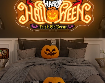 Happy Halloween Neon Sign: Spooky LED Neon Light, Store Home Wall Decor