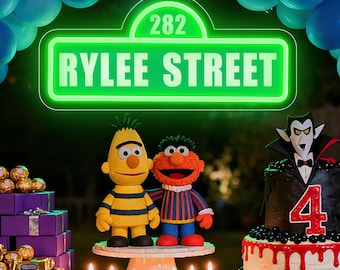 Personalized Name Street Sign, Name Neon Sign Custom for Kids, Elmo Street Style Room Decor, Birthday Party Decor,Christmas Gift for Her/Him