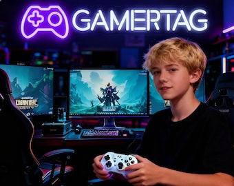 Personalized Gamer Tag Neon, Custom Username Neon Sign for Game Room Decor, Gamer Tag LED Lights, Custom Game Logo, Christmas Gifts for Him