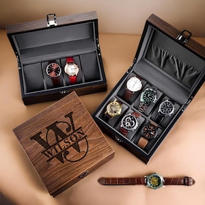 Personalized Wooden Watch Box with Lock | Custom Engraved Wooden Watch Case Gift for Dad & Husband | Anniversary, Birthday, Fathers Day Gift