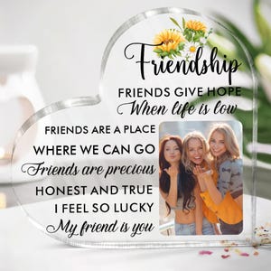 Placa acrílica personalizada para regalo de cumpleaños, regalo con foto personalizado para tu mejor amiga, letrero personalizado como recuerdo de amistad para mujeres.