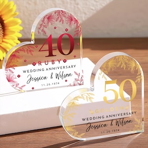 50 Jahre Jubiläum Ornament, Goldjubiläum Herzplakette, 50 Jahre verheiratet Hochzeitsjubiläum Geschenk, Geschenk zum 50