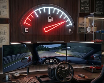 Enseigne néon jauge de carburant, éclairage LED pour compteur de gaz, décoration de chambre Sim Racing, cadeau pour amateur de voiture, oeuvre d'art murale de garage, enseigne personnalisée fête des pères grand-père