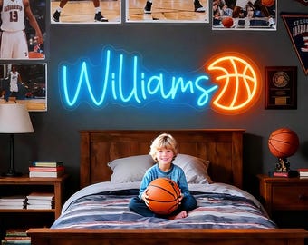 Custom Basketball Neon Sign, Custom Name Neon Sign For Kids, Basketball Room Decor, Neon Sign Bedroom, Kids Gift, Basketball Player Gifts