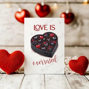 Carte de Saint-Valentin drôle imprimable, l'amour est surfait en téléchargement numérique, cadeau humoristique de la Saint-Valentin pour les célibataires, carte de voeux sarcastique