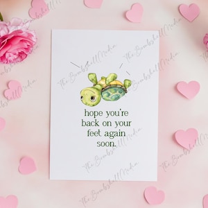 Carte de rétablissement imprimable - Conception mignonne de tortue - J'espère que vous serez de retour bientôt - Téléchargement immédiat
