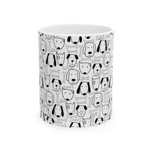Playful Dog Pattern Ceramic Mug | Perfect Gift for Dog Lovers, Pet Owners, Animal Enthusiasts, Birthday Present, Dog-Themed Decor