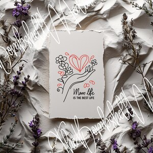 Editable Mom Life Card Template for Mother’s Day, Printable Digital Card with Floral Heart Design, Custom Templett Download for Loving Moms
